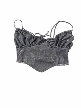 Urban Outfitters Silver Shimmer Ruffle Crop Cami